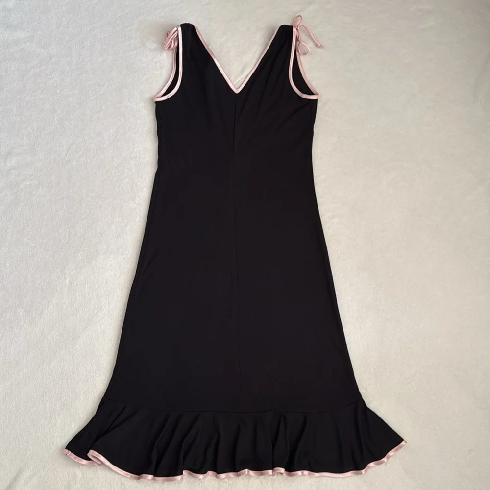 {VTG} City Triangles | Y2K Babydoll Midi Dress Black Made in USA (L Fits S/M) - Picture 9 of 14